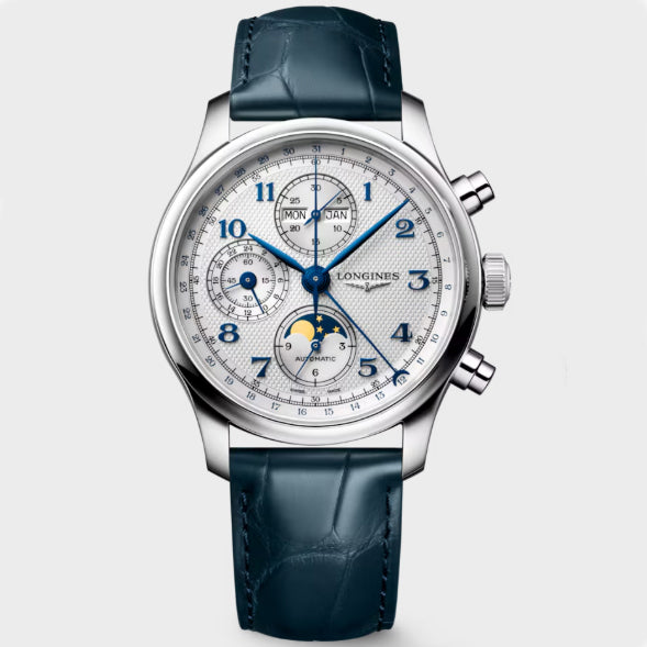 Longines orologio Master Collection Chrono Moonphase 41mm argento automatico acciaio L2.962.4.73.2