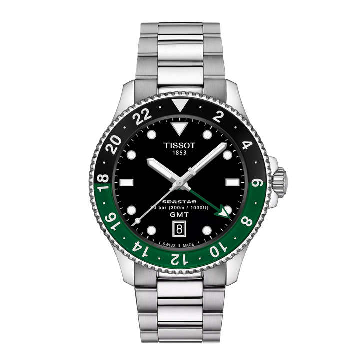 Tissot orologio Seastar 1000 GMT 40mm nero quarzo acciaio T120.852.11.051.00