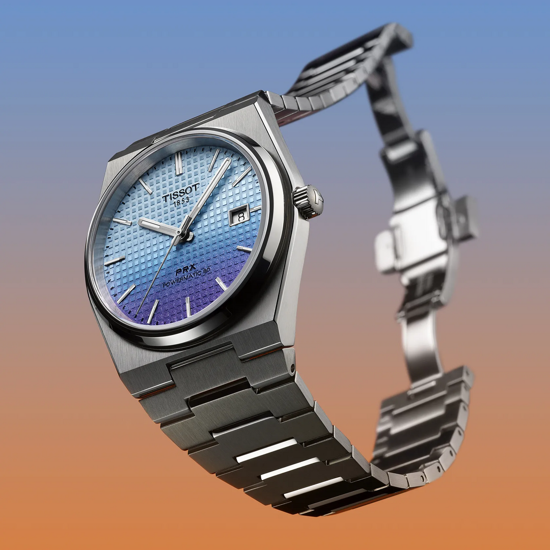 Tissot orologio PRX Powermatic 80 40mm camaleonte blu ghiaccio automatico acciaio T137.407.11.351.01