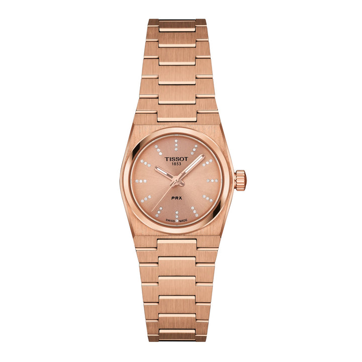 Tissot orologio PRX 25mm oro rosa diamanti quarzo acciaio finitura PVD oro rosa T137.010.33.506.00