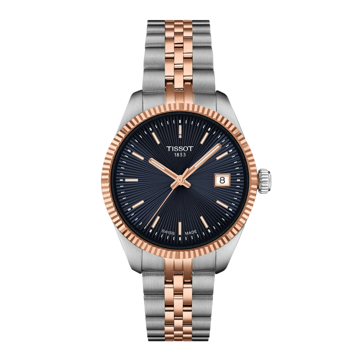 Tissot orologio Ballade 34mm blu quarzo acciaio finiture PVD oro rosa T156.210.22.041.00
