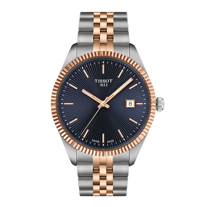 Tissot orologio Ballade 40mm blu quarzo acciaio finiture PVD oro rosa T156.410.22.041.00