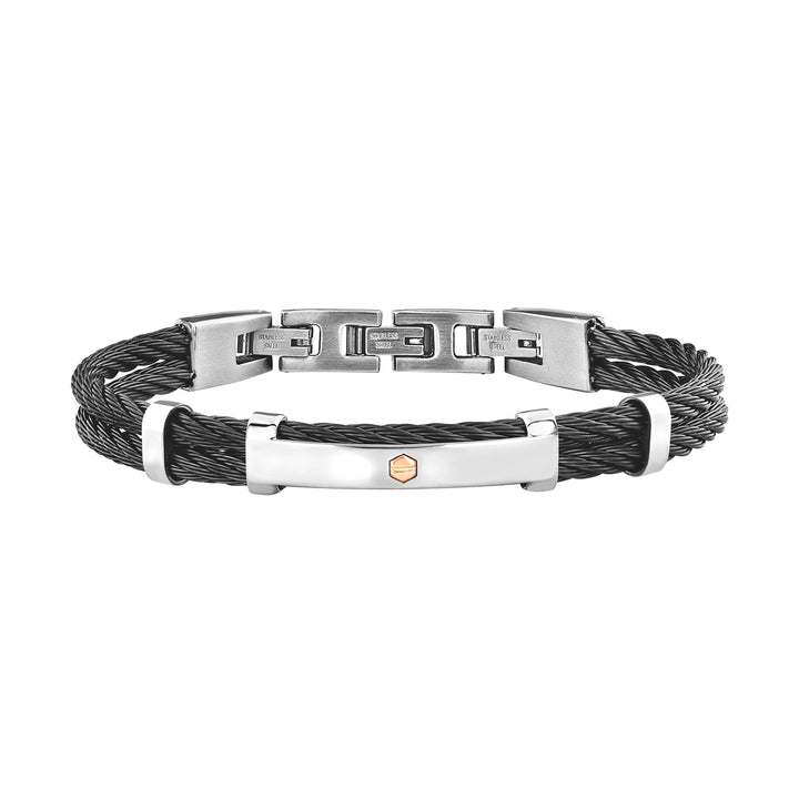 Breil bracciale rigido 9K Loop acciai finiture PVD nero oro rosa 9kt TJ3962