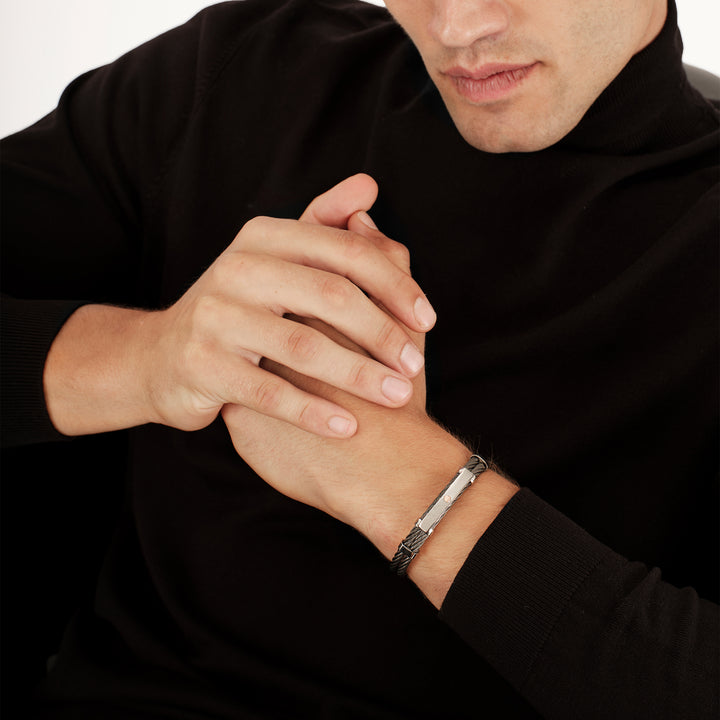 Breil bracciale rigido 9K Loop acciai finiture PVD nero oro rosa 9kt TJ3962