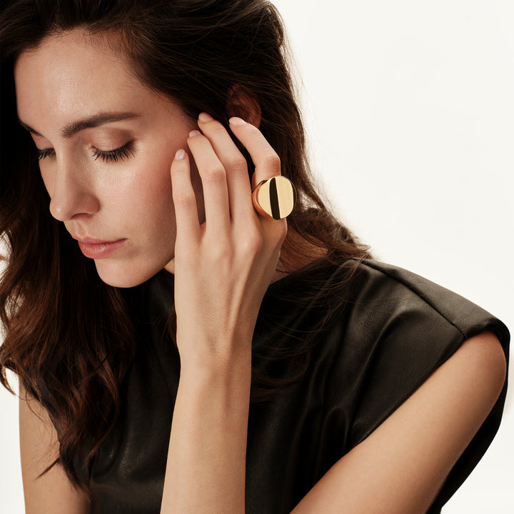Breil anello Globe acciaio finitura PVD gold TJ4068