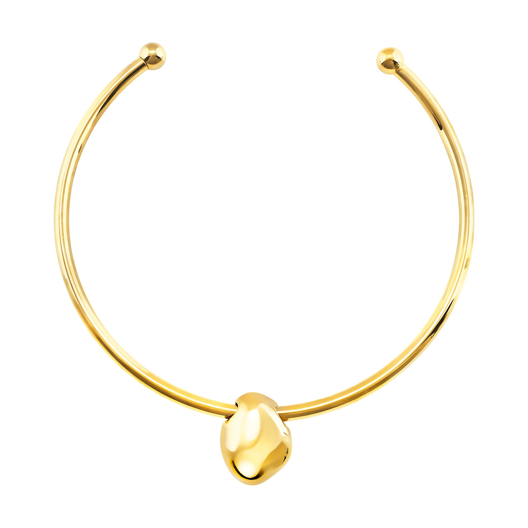 Collier ras de cou rigide Breil Petra en acier finition PVD Or 14 carats vert aventurine TJ4242