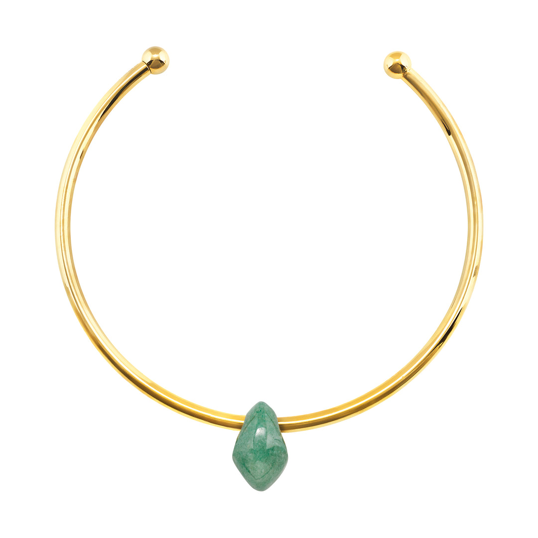 Collier ras de cou rigide Breil Petra en acier finition PVD Or 14 carats vert aventurine TJ4242