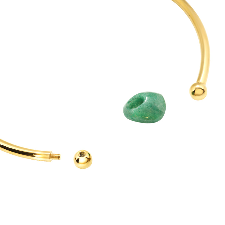 Collier ras de cou rigide Breil Petra en acier finition PVD Or 14 carats vert aventurine TJ4242