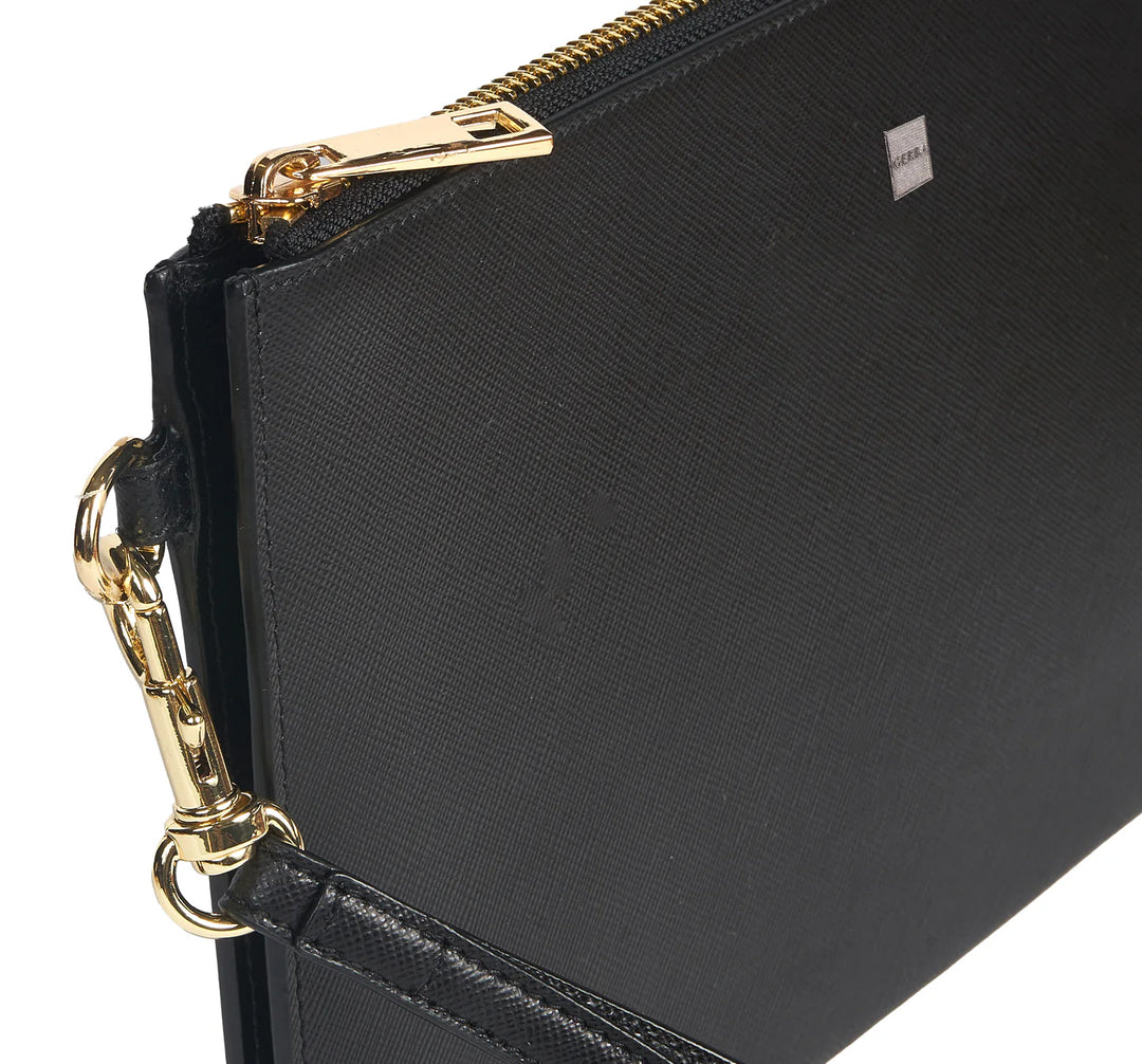 Gerba pochette piatta in pelle di vitello saffiano misure: 25x16 cm GB010 BLACK