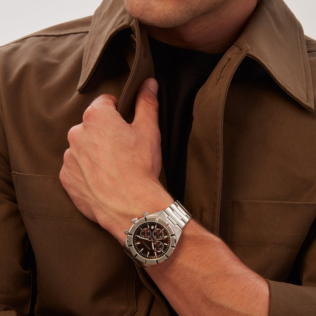 Breil orologio B 12 Chorono 42mm marrone quarzo acciaio TW2072