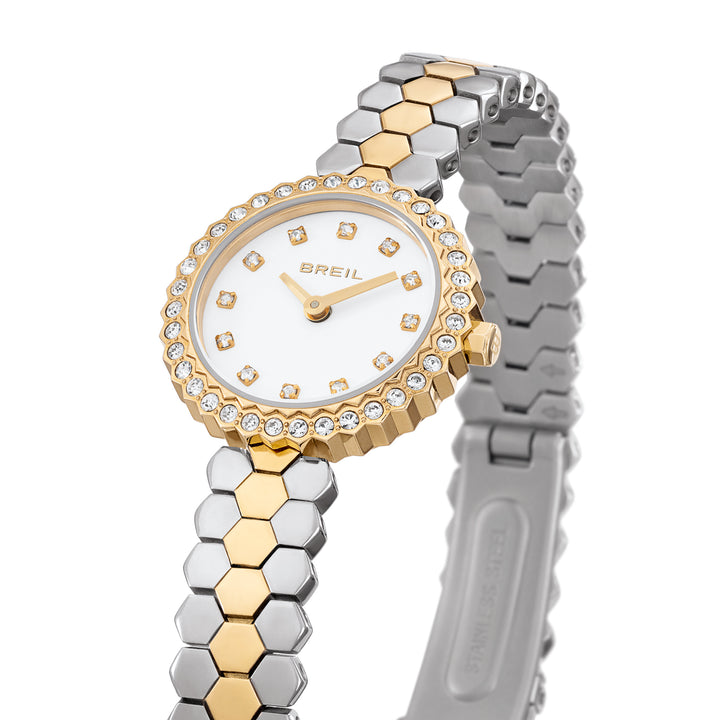 Breil orologio Primp 24mm bianco quarzo acciaio finiture PVD oro 14k TW2200
