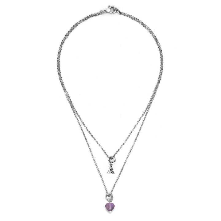 Giovanni Raspini collana dono prezioso lettera a Collana in Argento 925, ametista e zirconi X01494