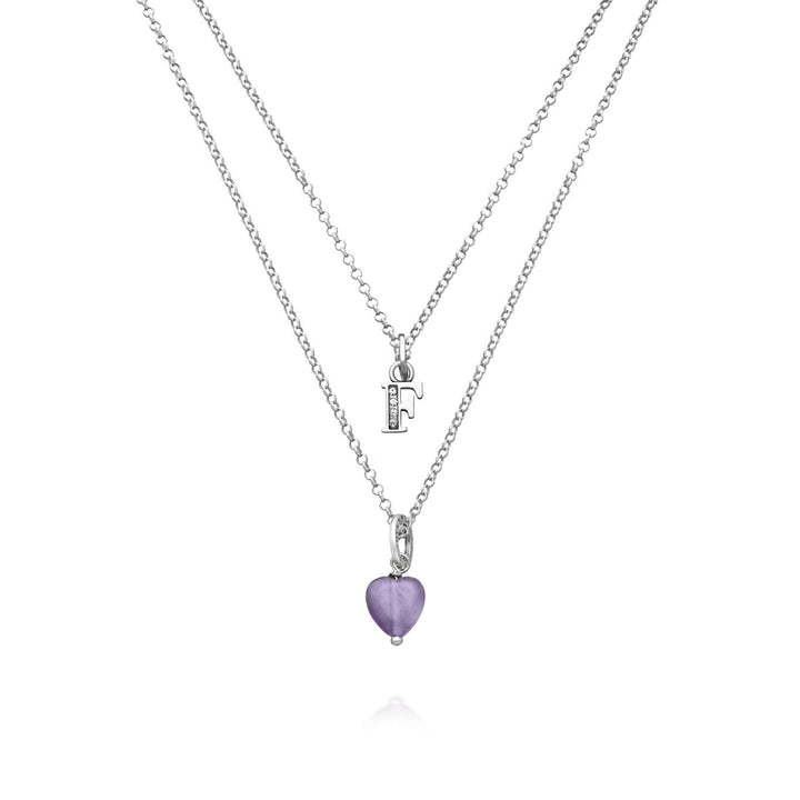 Giovanni Raspini collana dono prezioso lettera f Collana in Argento 925, ametista e zirconi X01489