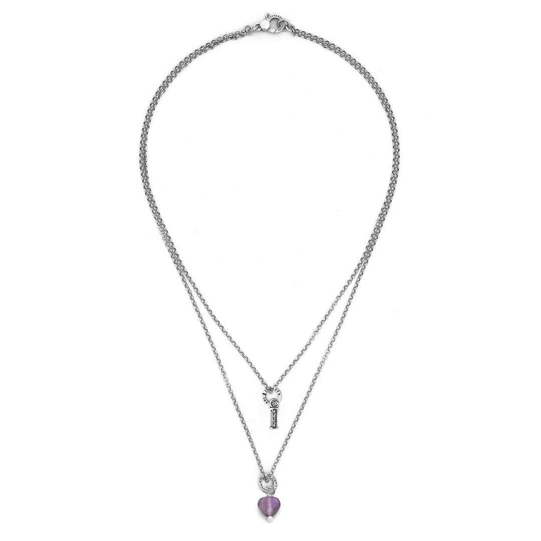 Giovanni Raspini collana dono prezioso lettera i Collana in Argento 925, ametista e zirconi X01486