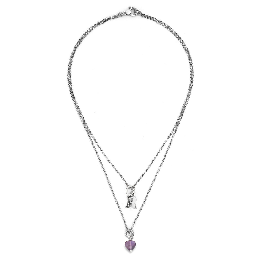 Giovanni Raspini collana dono prezioso lettera r Collana in Argento 925, ametista e zirconi X01477