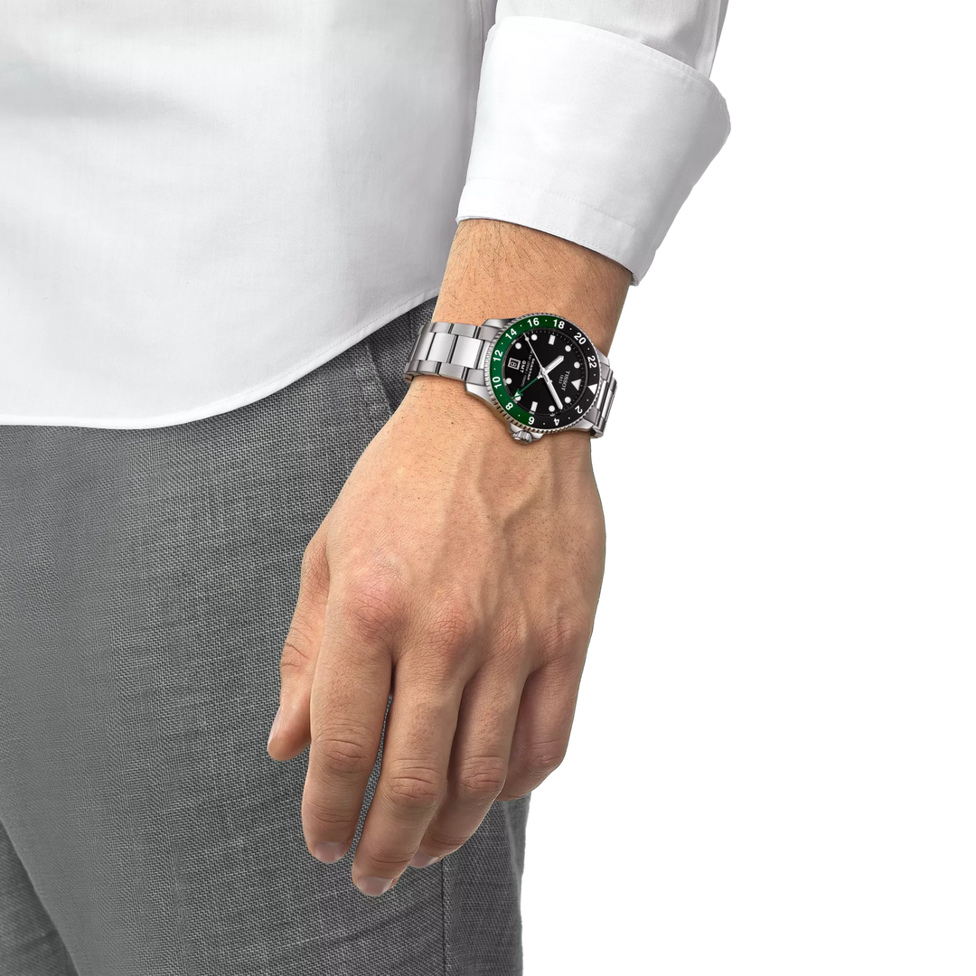 Tissot orologio Seastar 1000 GMT 40mm nero quarzo acciaio T120.852.11.051.00