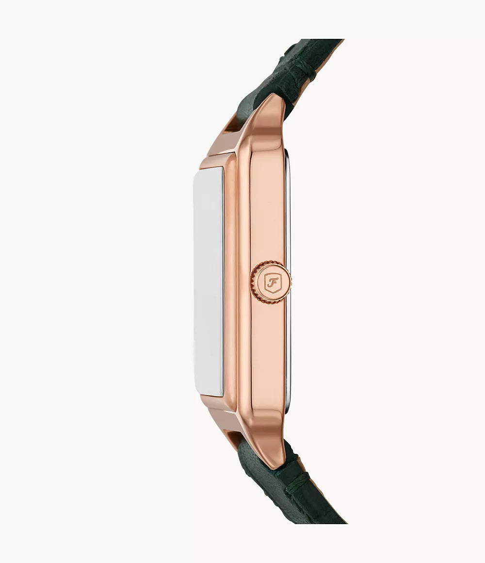 Fossil orologio Raquel 23mm verde quarzo acciaio finitura PVD oro rosa ES5366