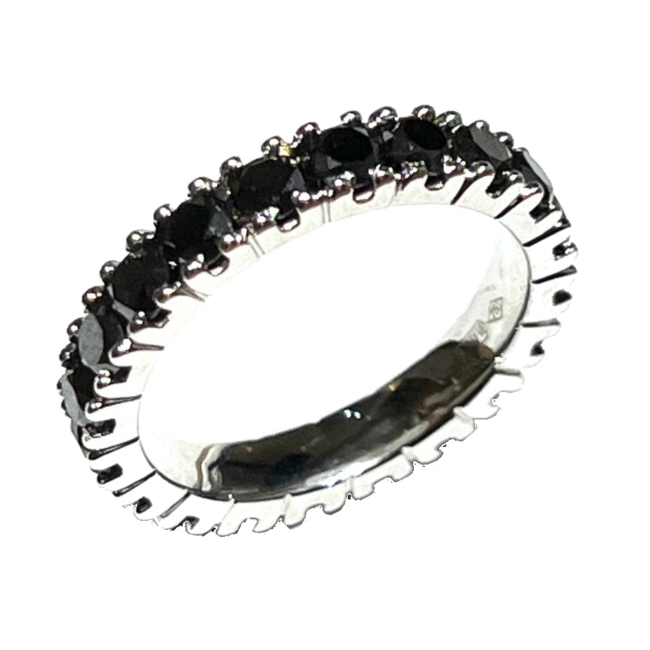 World Diamond Group anello fedina girodito oro bianco 18kt diamanti black 0024FG