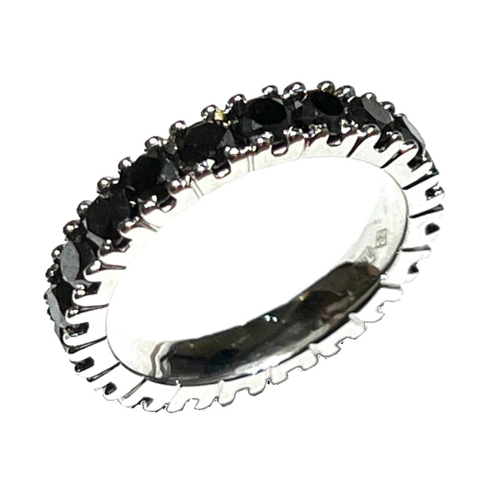 World Diamond Group anello fedina girodito oro bianco 18kt diamanti black 0031FG