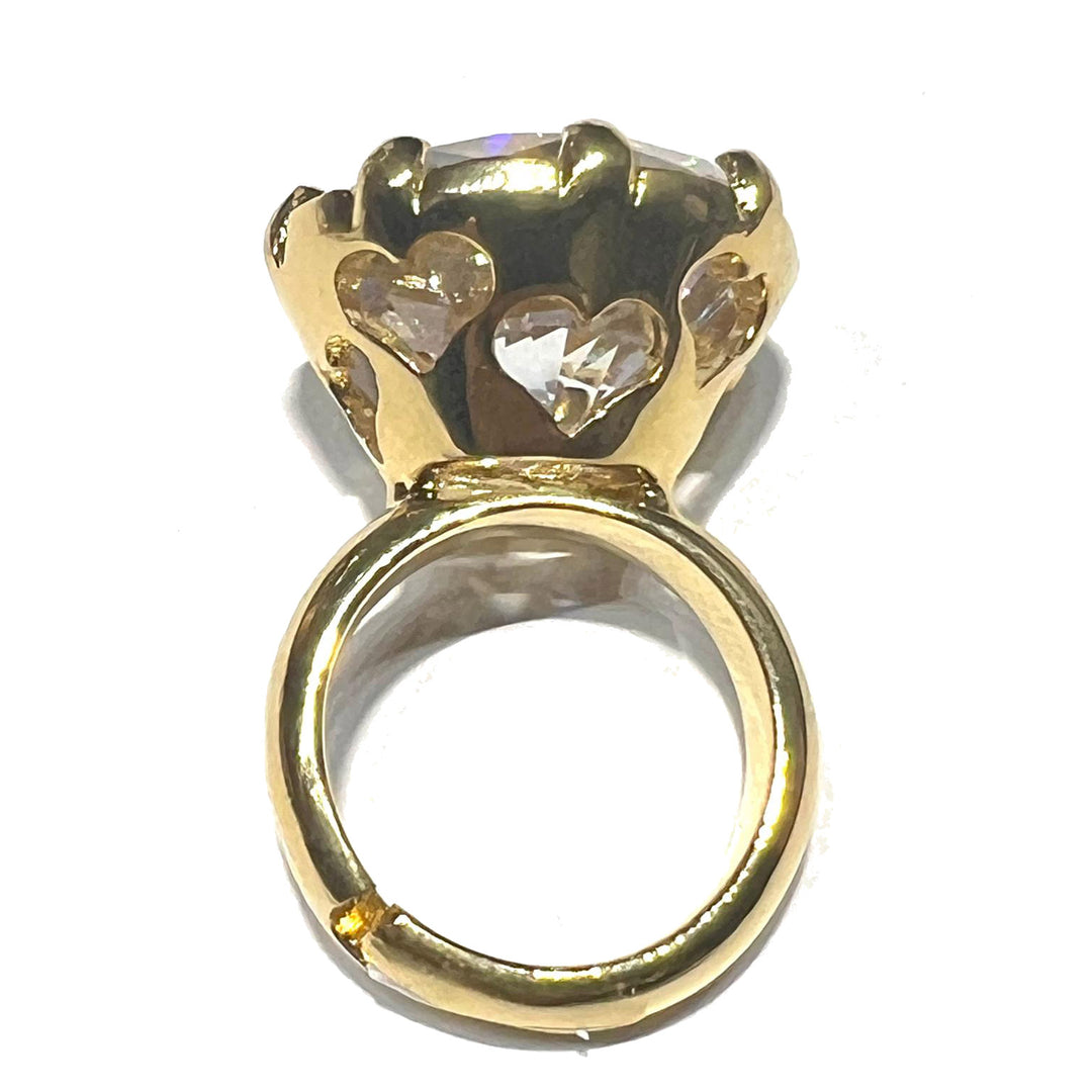 Federica Rossi anello Cocktail bronzo finitura PVD oro 18kt cristallo FR.AN.02