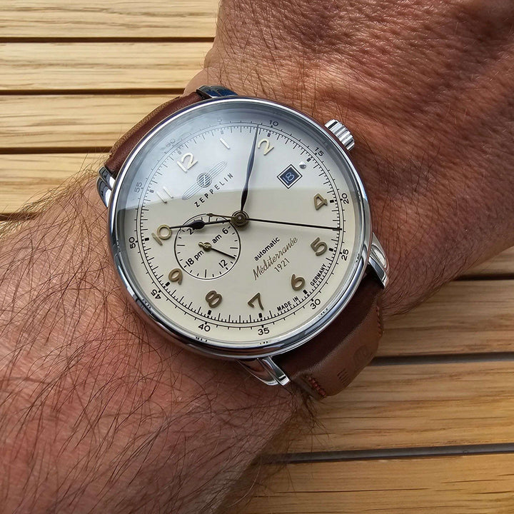 Zeppelin LZ121 Mediterranèe 24ore 40mm beige automatico acciaio 9668-5