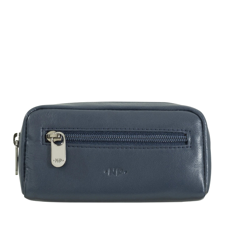 Nuvola Pelle Portachiavi Uomo Donna in Vera Pelle Borsa Astuccio con Cerniera Zip a 2 Anelli