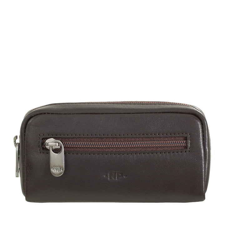 Nuvola Pelle Portachiavi Uomo Donna in Vera Pelle Borsa Astuccio con Cerniera Zip a 2 Anelli