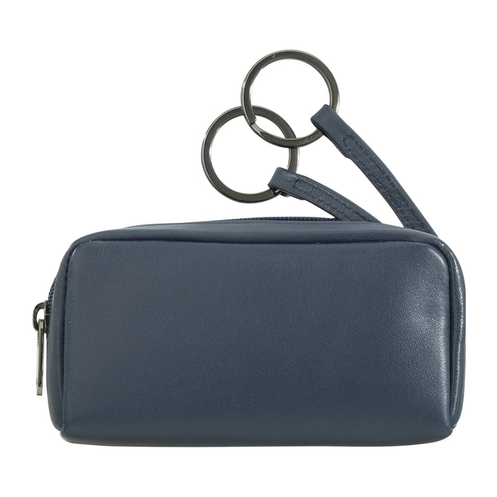 Nuvola Pelle Portachiavi Uomo Donna in Vera Pelle Borsa Astuccio con Cerniera Zip a 2 Anelli