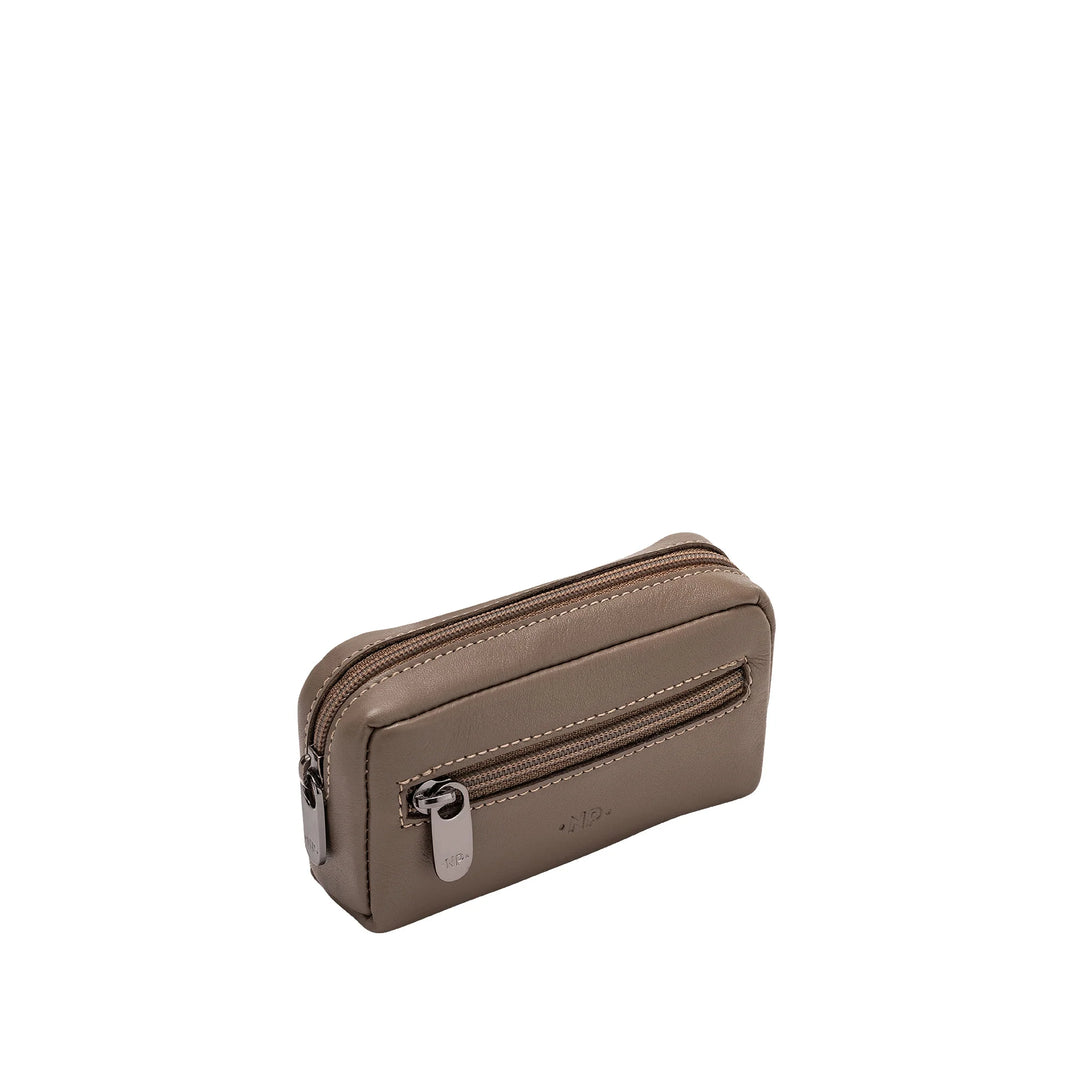 Nuvola Pelle Portachiavi Uomo Donna in Vera Pelle Borsa Astuccio con Cerniera Zip a 2 Anelli