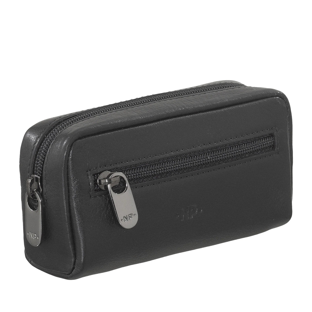Nuvola Pelle Portachiavi Uomo Donna in Vera Pelle Borsa Astuccio con Cerniera Zip a 2 Anelli