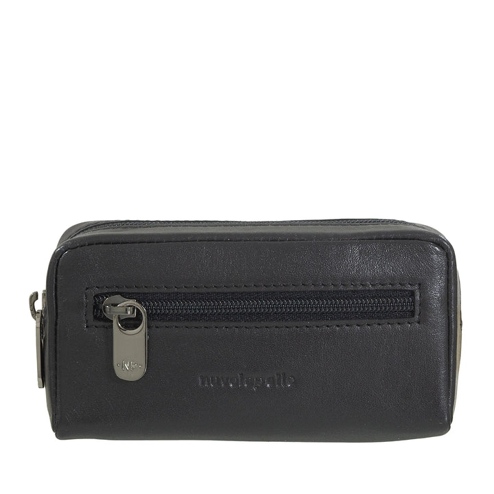 Nuvola Pelle Portachiavi Uomo Donna in Vera Pelle - Borsa Astuccio Portamonete con Cerniera Zip e 2 Anelli per Chiavi