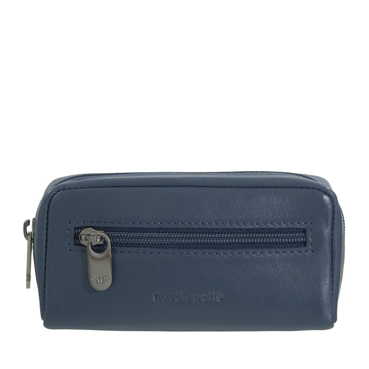 Nuvola Pelle Portachiavi Uomo Donna in Vera Pelle - Borsa Astuccio Portamonete con Cerniera Zip e 2 Anelli per Chiavi