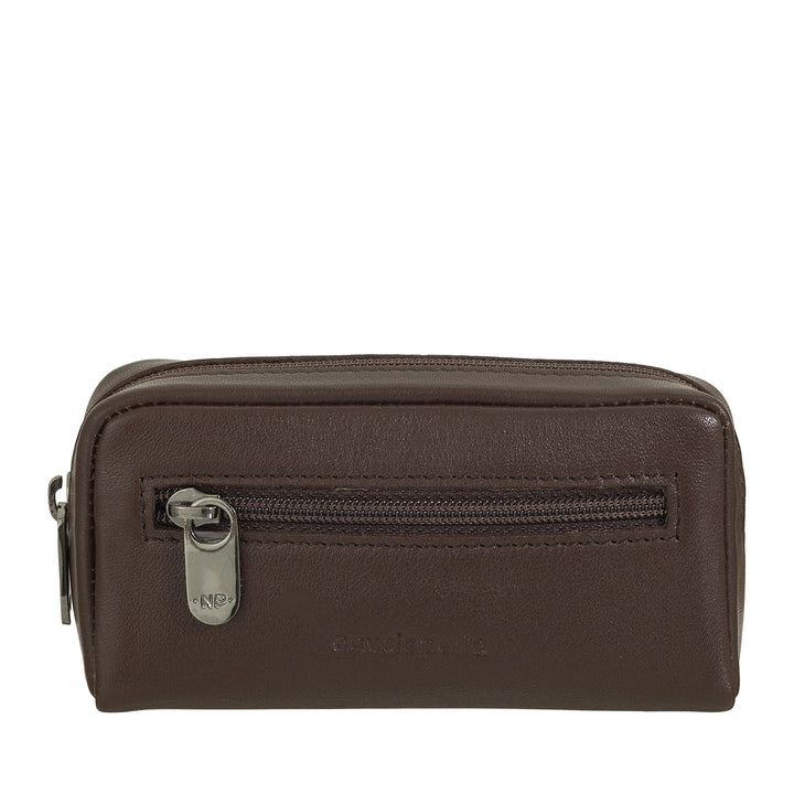 Nuvola Pelle Portachiavi Uomo Donna in Vera Pelle - Borsa Astuccio Portamonete con Cerniera Zip e 2 Anelli per Chiavi