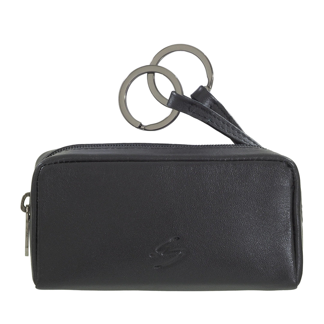 Nuvola Pelle Portachiavi Uomo Donna in Vera Pelle - Borsa Astuccio Portamonete con Cerniera Zip e 2 Anelli per Chiavi