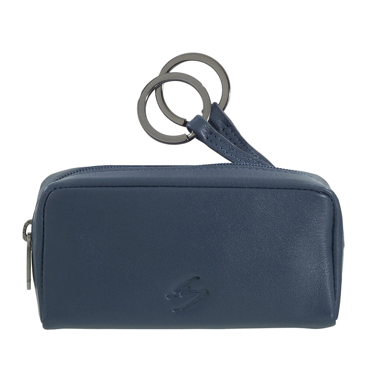 Nuvola Pelle Portachiavi Uomo Donna in Vera Pelle - Borsa Astuccio Portamonete con Cerniera Zip e 2 Anelli per Chiavi