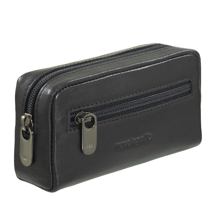 Nuvola Pelle Portachiavi Uomo Donna in Vera Pelle - Borsa Astuccio Portamonete con Cerniera Zip e 2 Anelli per Chiavi