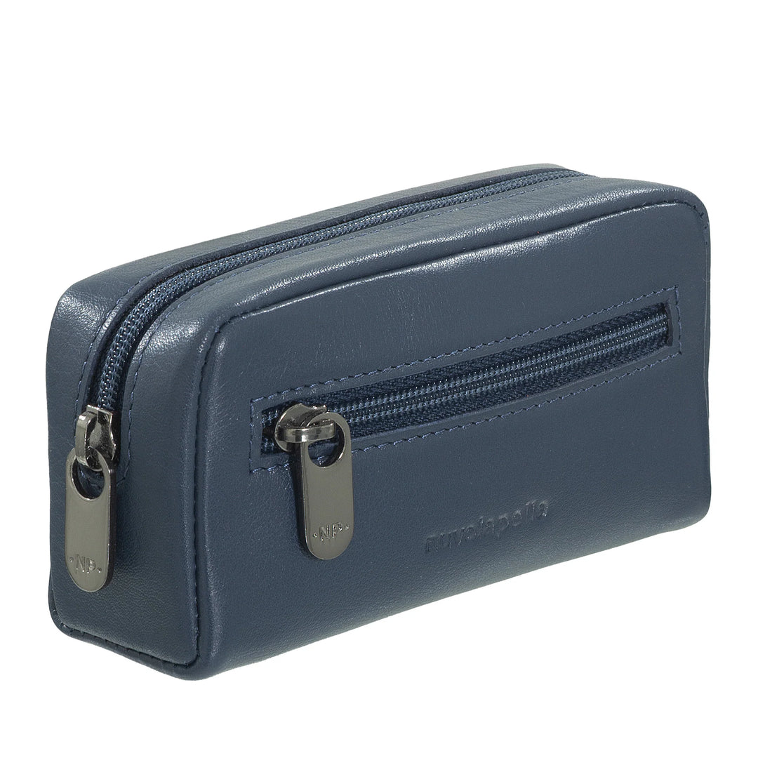 Nuvola Pelle Portachiavi Uomo Donna in Vera Pelle - Borsa Astuccio Portamonete con Cerniera Zip e 2 Anelli per Chiavi