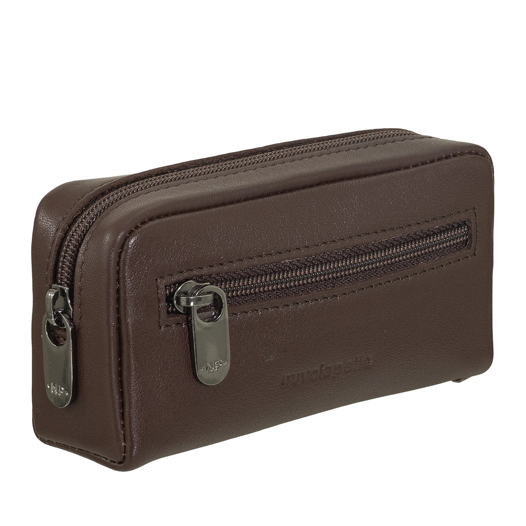 Nuvola Pelle Portachiavi Uomo Donna in Vera Pelle - Borsa Astuccio Portamonete con Cerniera Zip e 2 Anelli per Chiavi