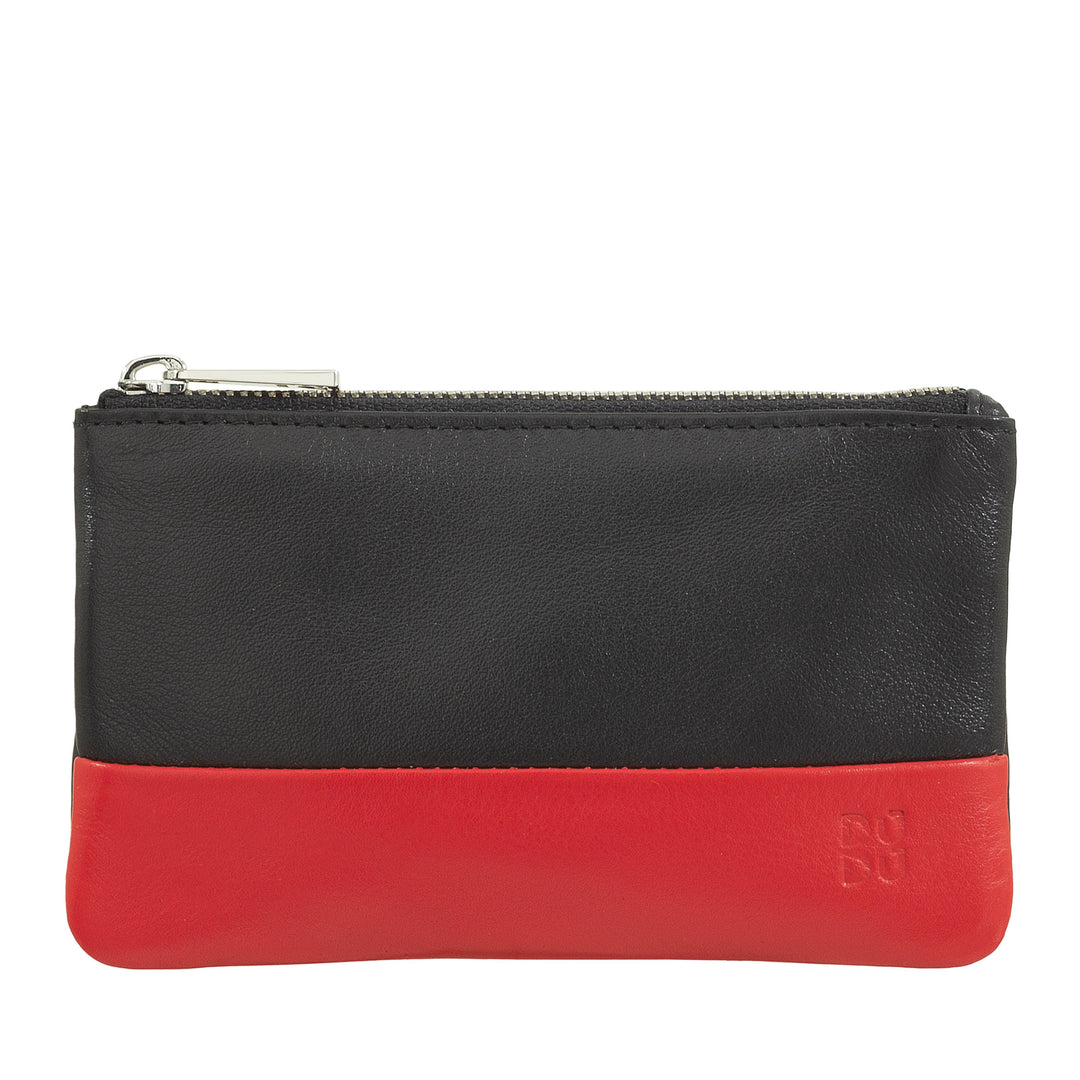 DUDU Astuccio portachiavi colorato in pelle uomo donna formato bustina con zip