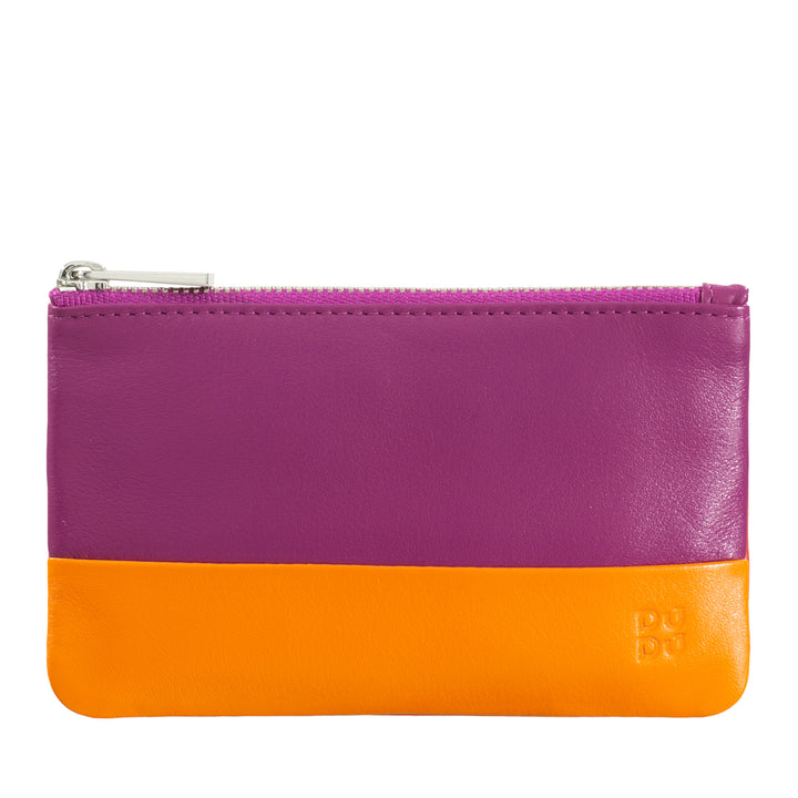 DUDU Astuccio portachiavi colorato in pelle uomo donna formato bustina con zip
