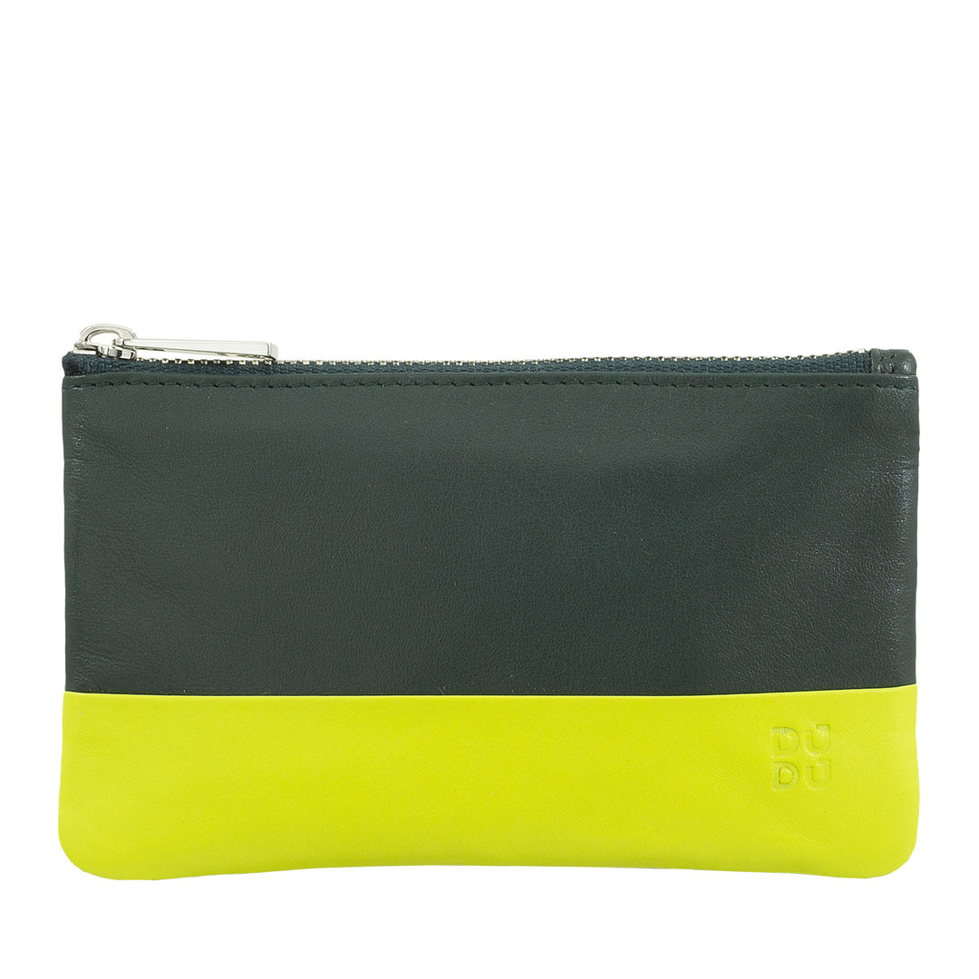 DUDU Astuccio portachiavi colorato in pelle uomo donna formato bustina con zip