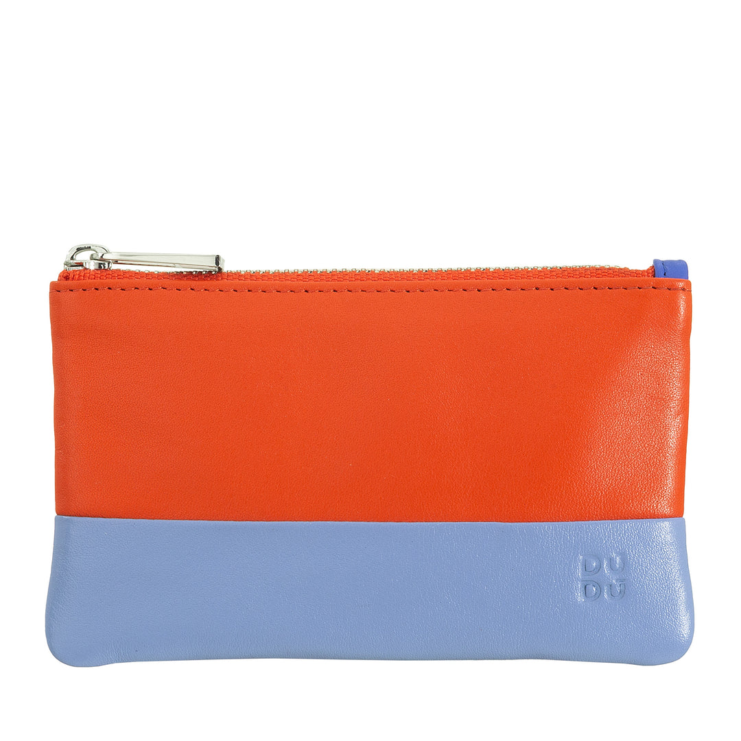 DUDU Astuccio portachiavi colorato in pelle uomo donna formato bustina con zip