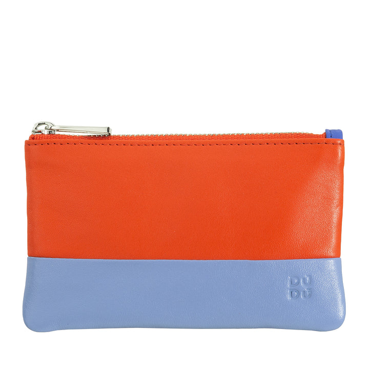 DUDU Astuccio portachiavi colorato in pelle uomo donna formato bustina con zip