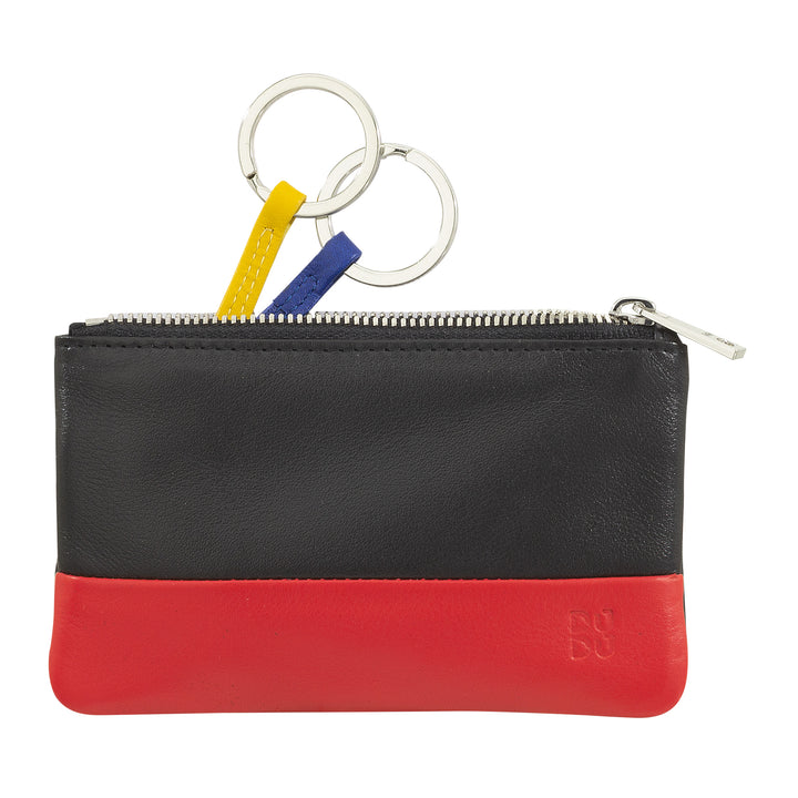 DUDU Astuccio portachiavi colorato in pelle uomo donna formato bustina con zip