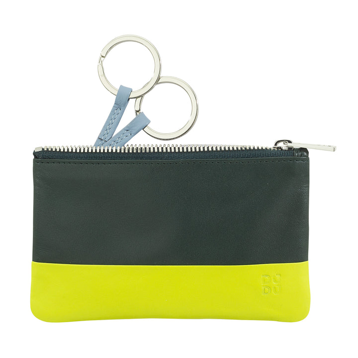 DUDU Astuccio portachiavi colorato in pelle uomo donna formato bustina con zip