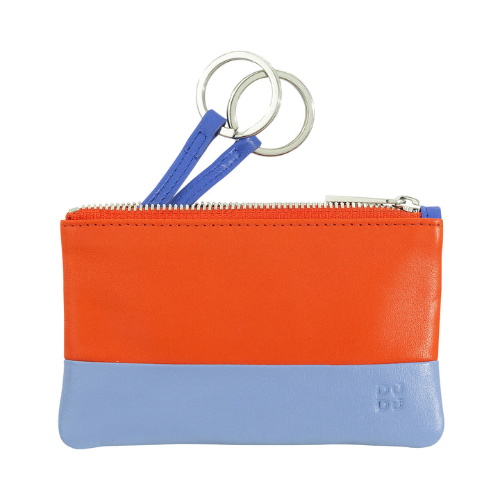 DUDU Astuccio portachiavi colorato in pelle uomo donna formato bustina con zip
