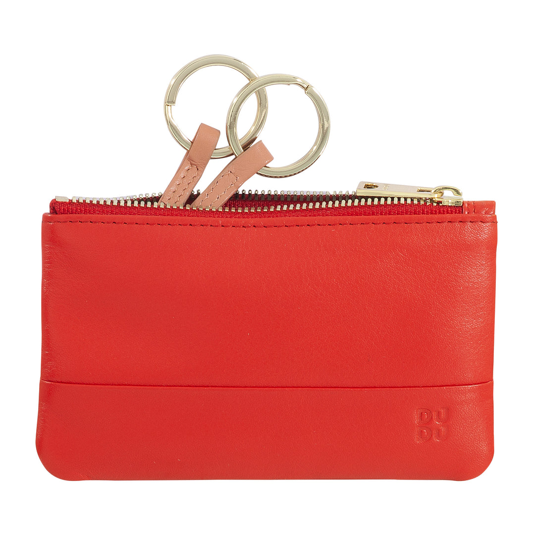 DUDU Astuccio portachiavi colorato in pelle uomo donna formato bustina con zip