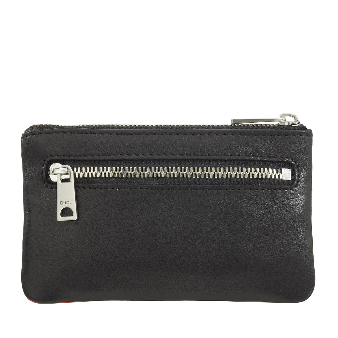 DUDU Astuccio portachiavi colorato in pelle uomo donna formato bustina con zip