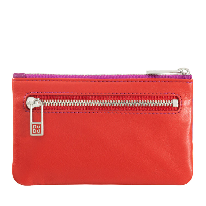DUDU Astuccio portachiavi colorato in pelle uomo donna formato bustina con zip