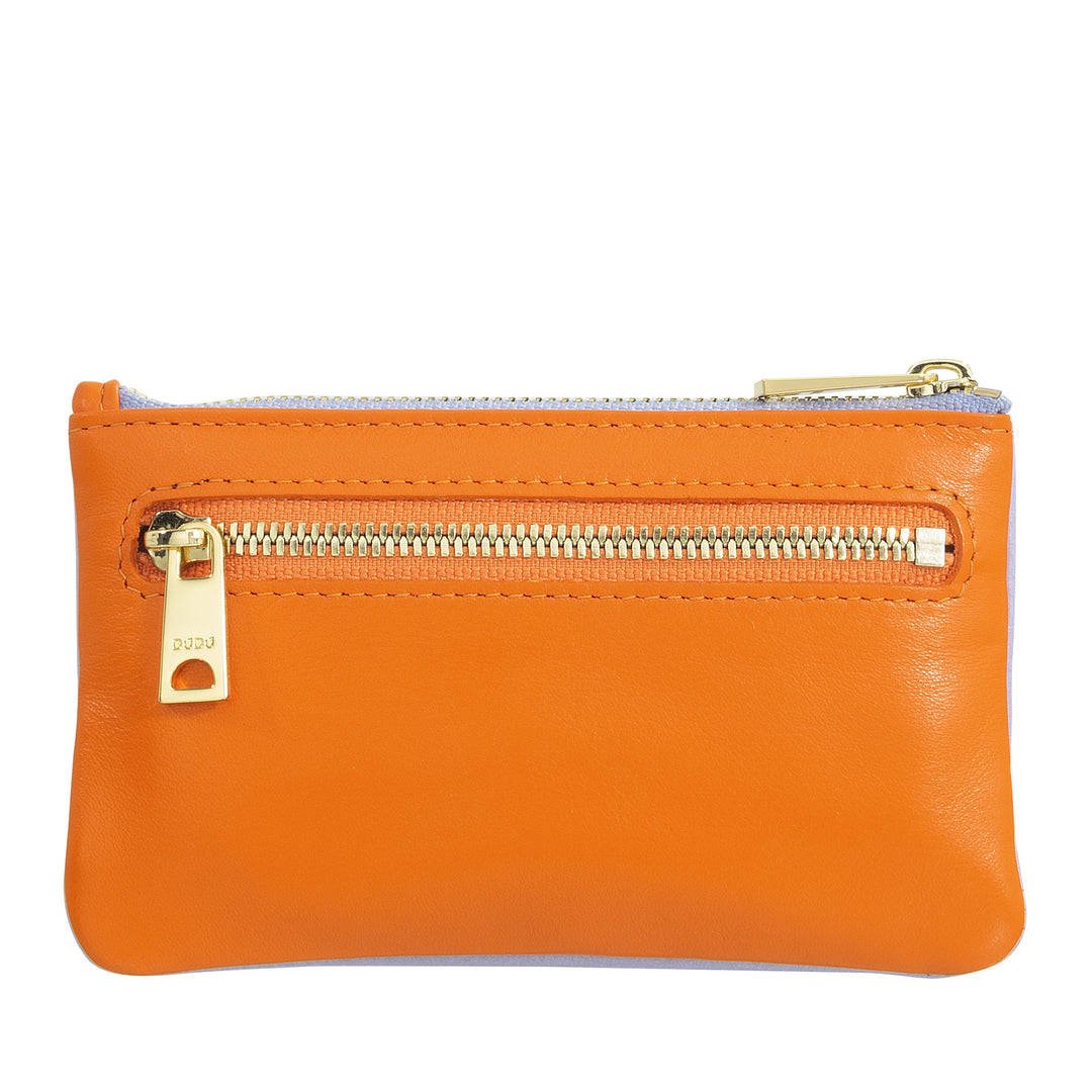 DUDU Astuccio portachiavi colorato in pelle uomo donna formato bustina con zip